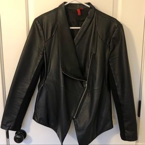 Black faux leather zip up jacket